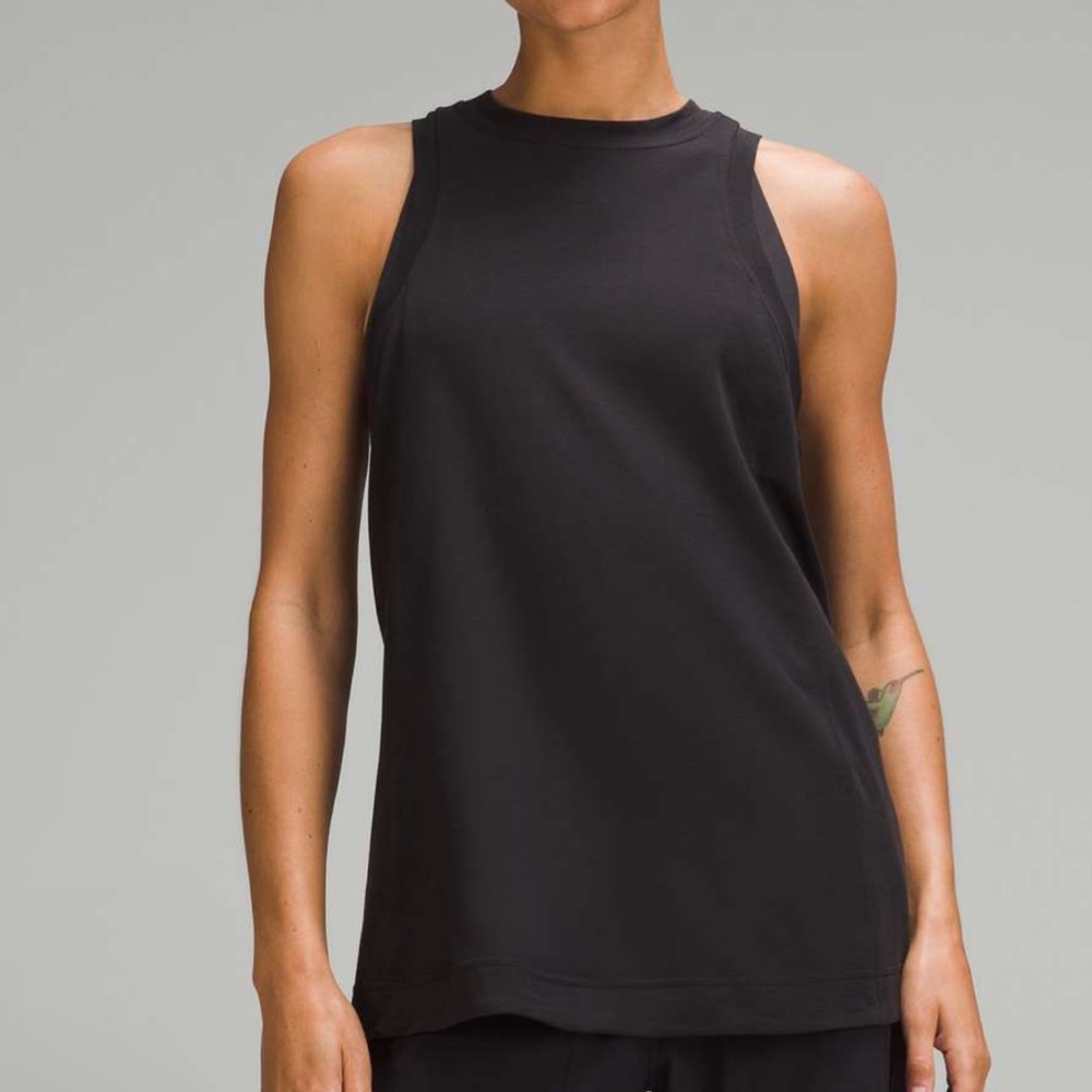 Lululemon Long Cotton CrewNeck Tank Top Black Size XSmall